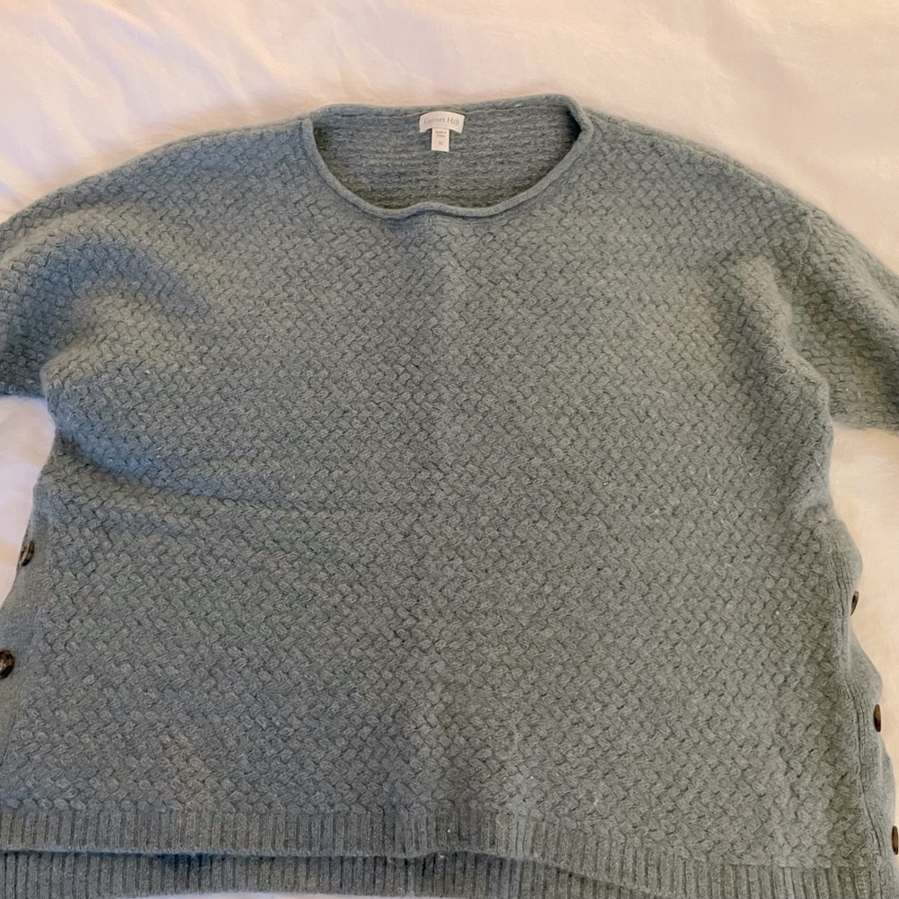 Heathered Teal Cashmere Sweater Garnet Hill XL